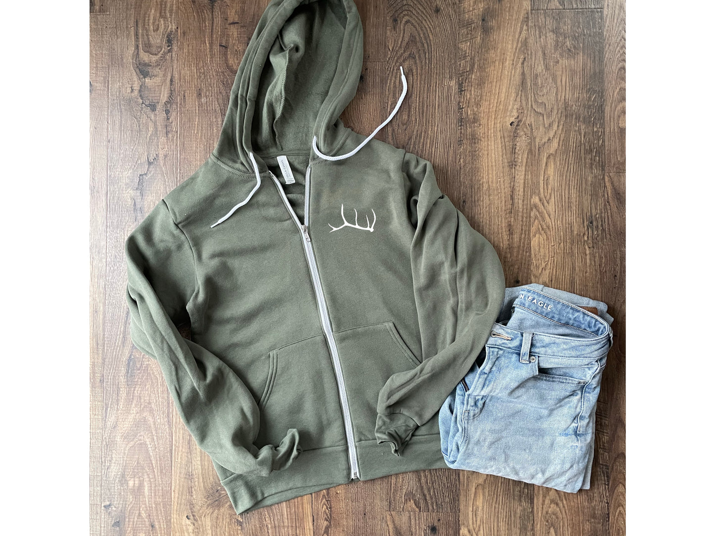 Elk antler zip up hoodie