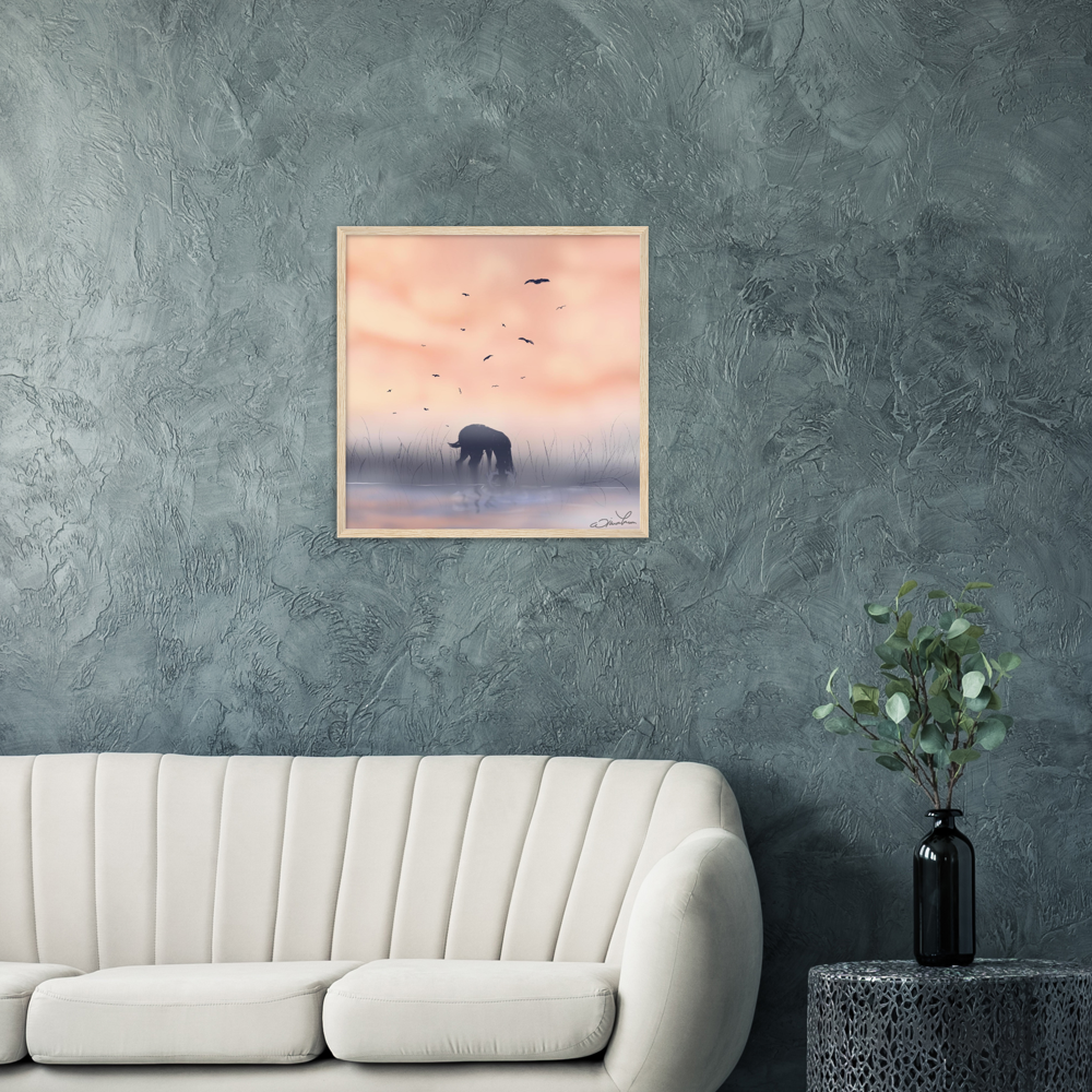 Buck in the fog framed poster