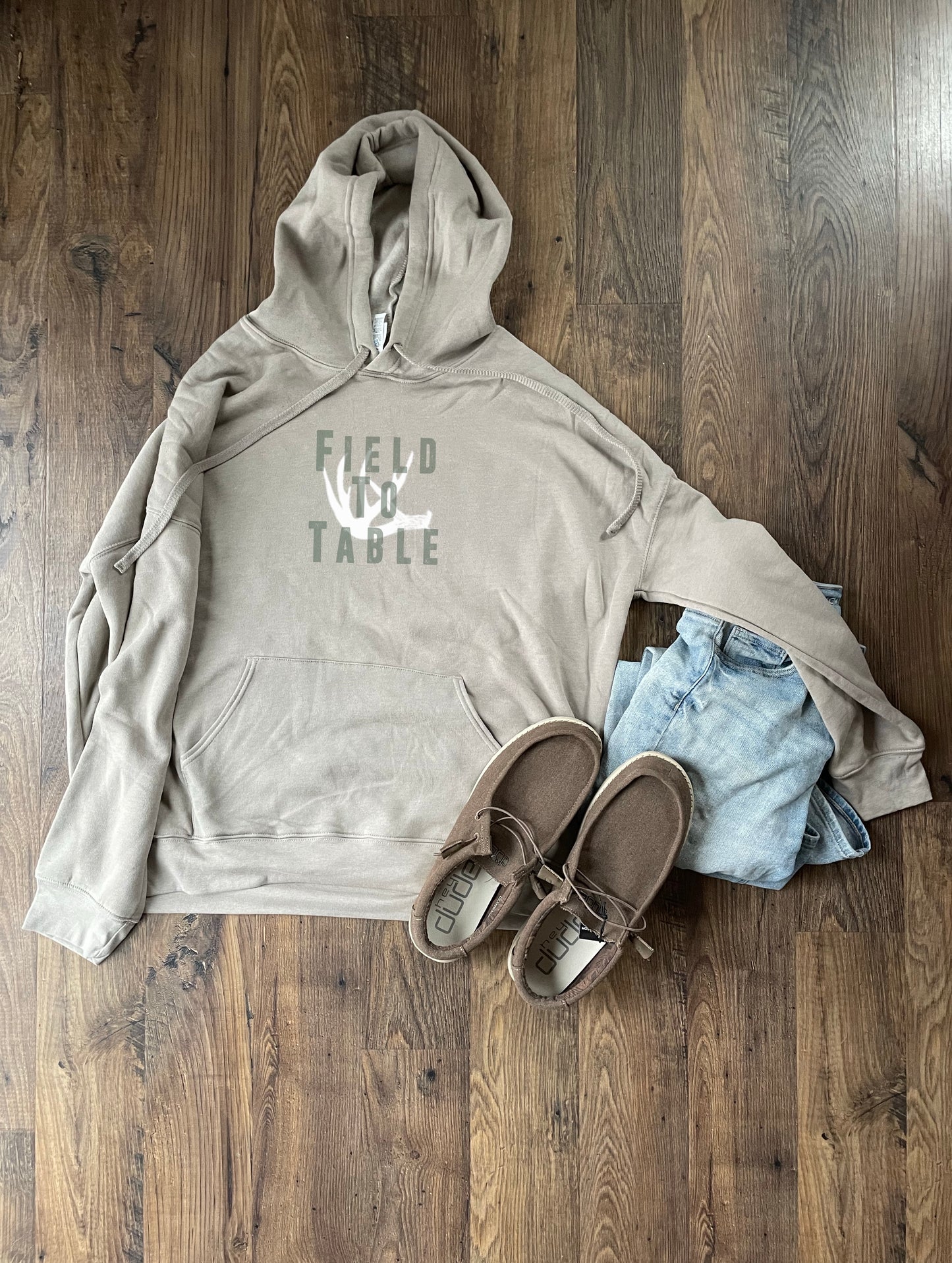 Field to Table whitetail antler hoodie